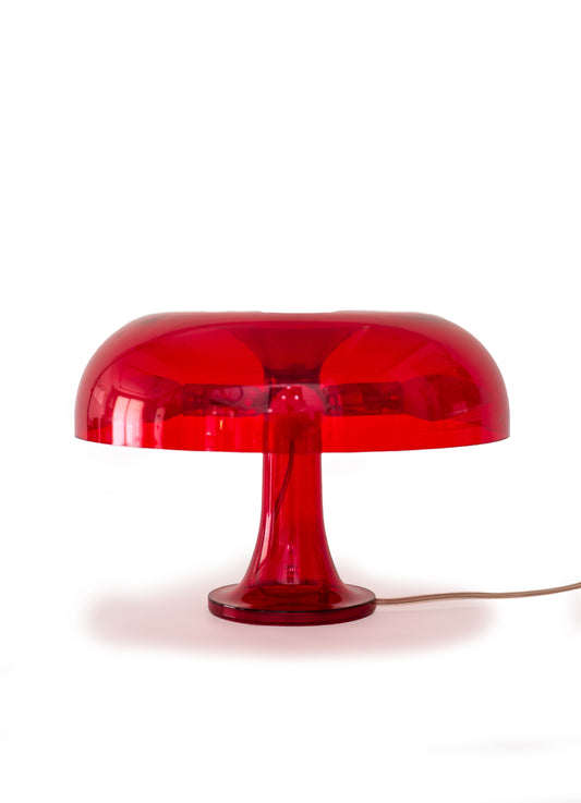 Vintage 1970s Translucent Red Mushroom Lamp