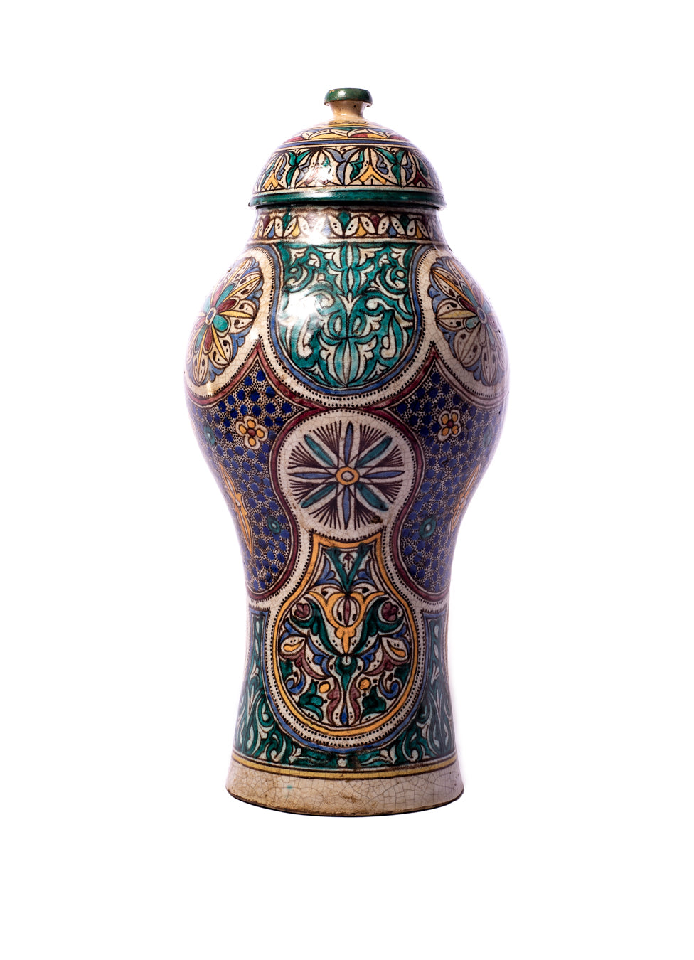 Large Vintage Moroccan Ceramic Jar with Lid