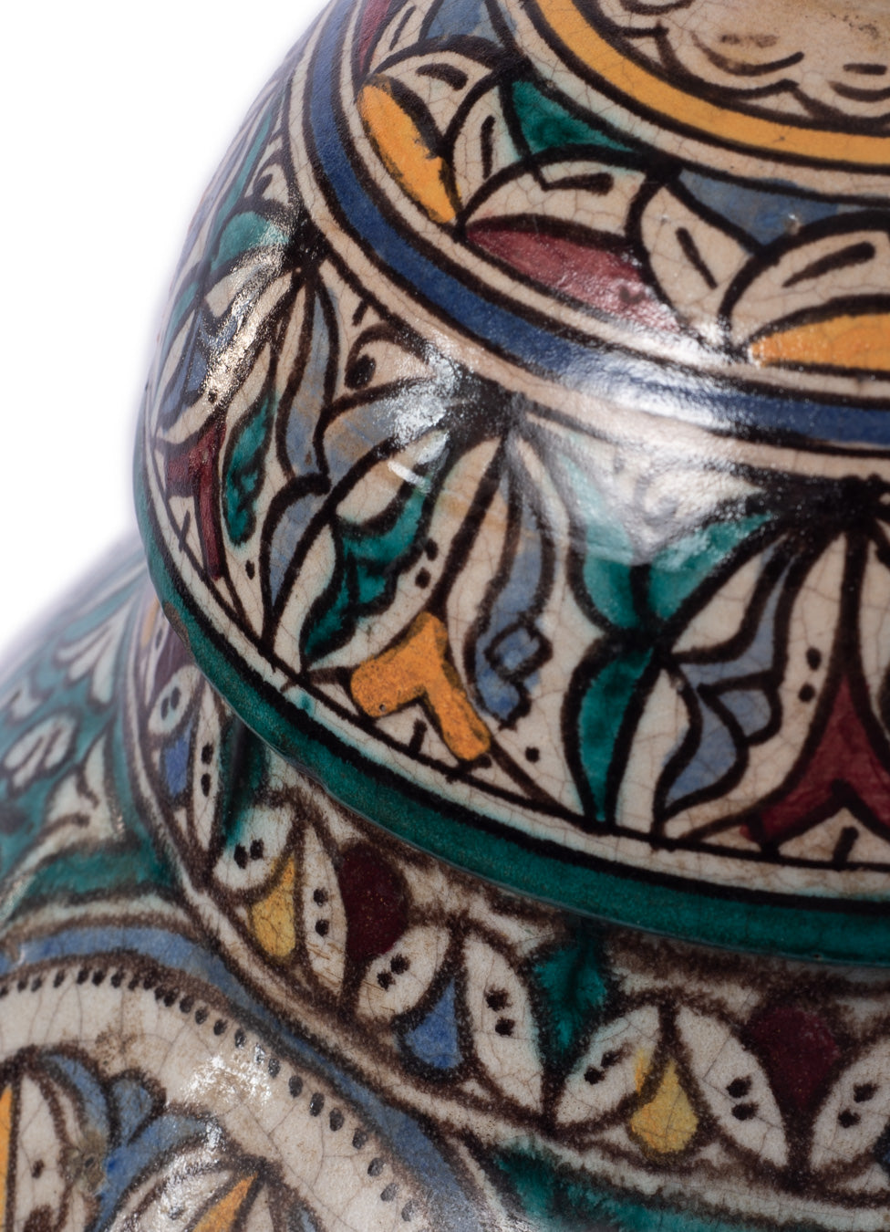 Large Vintage Moroccan Ceramic Jar with Lid