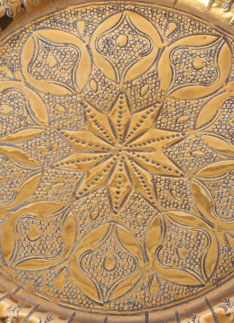 Vintage Large Moroccan Round Brass Tray