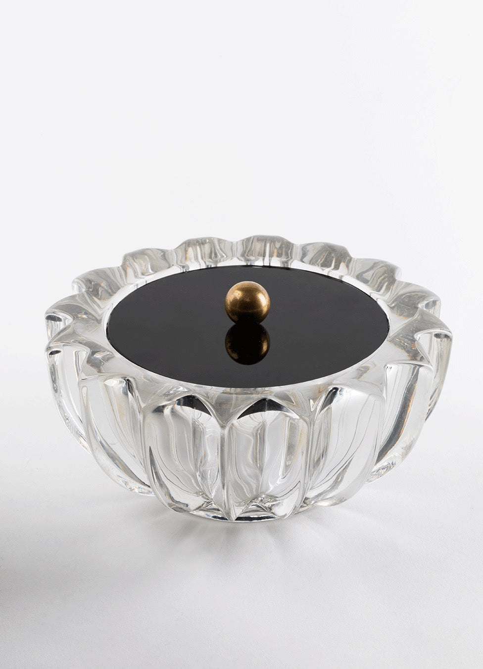 1940s Crystal Box with Black Opaline Glass