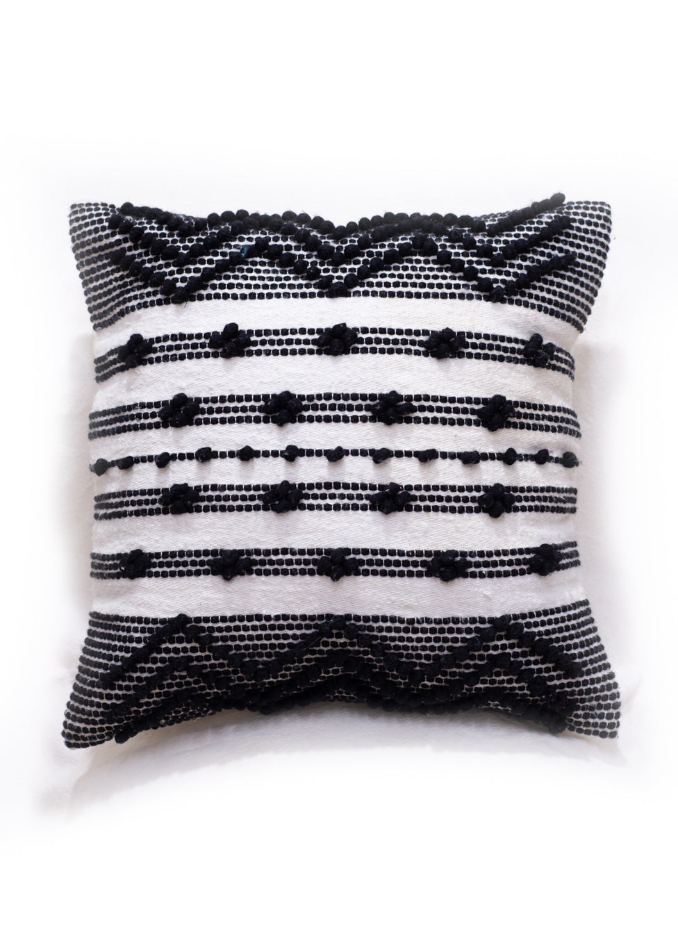 Handwoven Monochrome Pom Pom Cushion