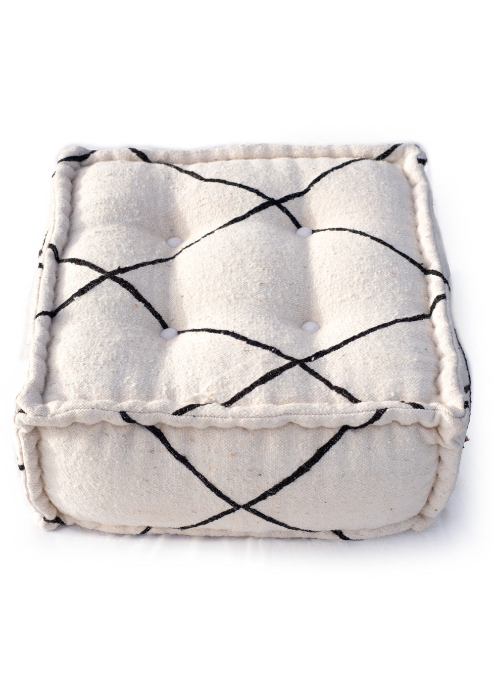 Monochrome Handwoven Square Pouf