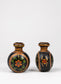 Set of 2 1960s Vintage Indian Hand Painted Metal Vases