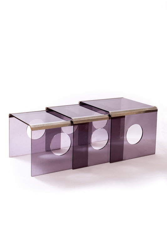 Vintage 1970s 3-piece Waterfall stacking table set