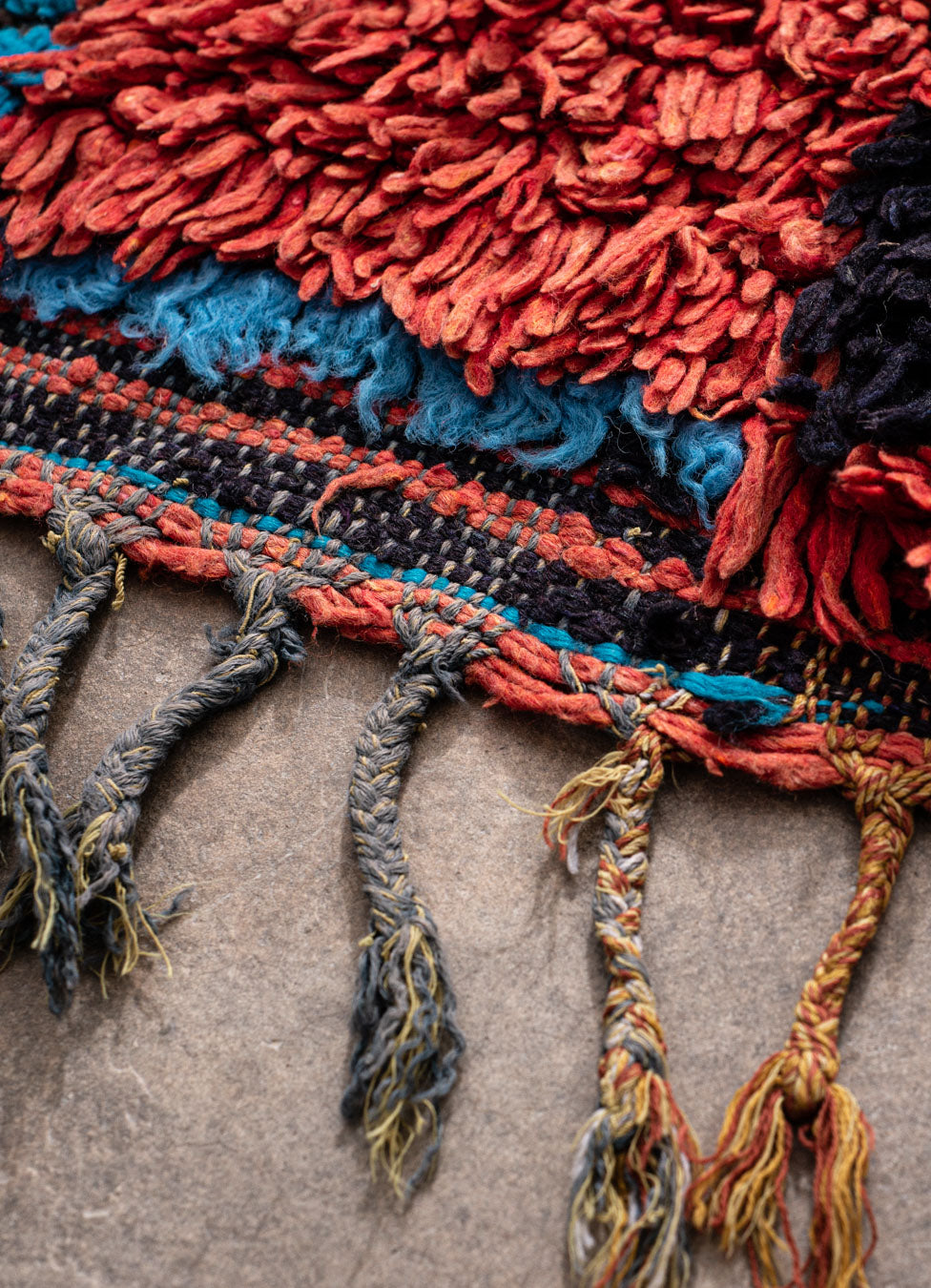 Vintage Handwoven Wool Multi-coloured Moroccan Rug