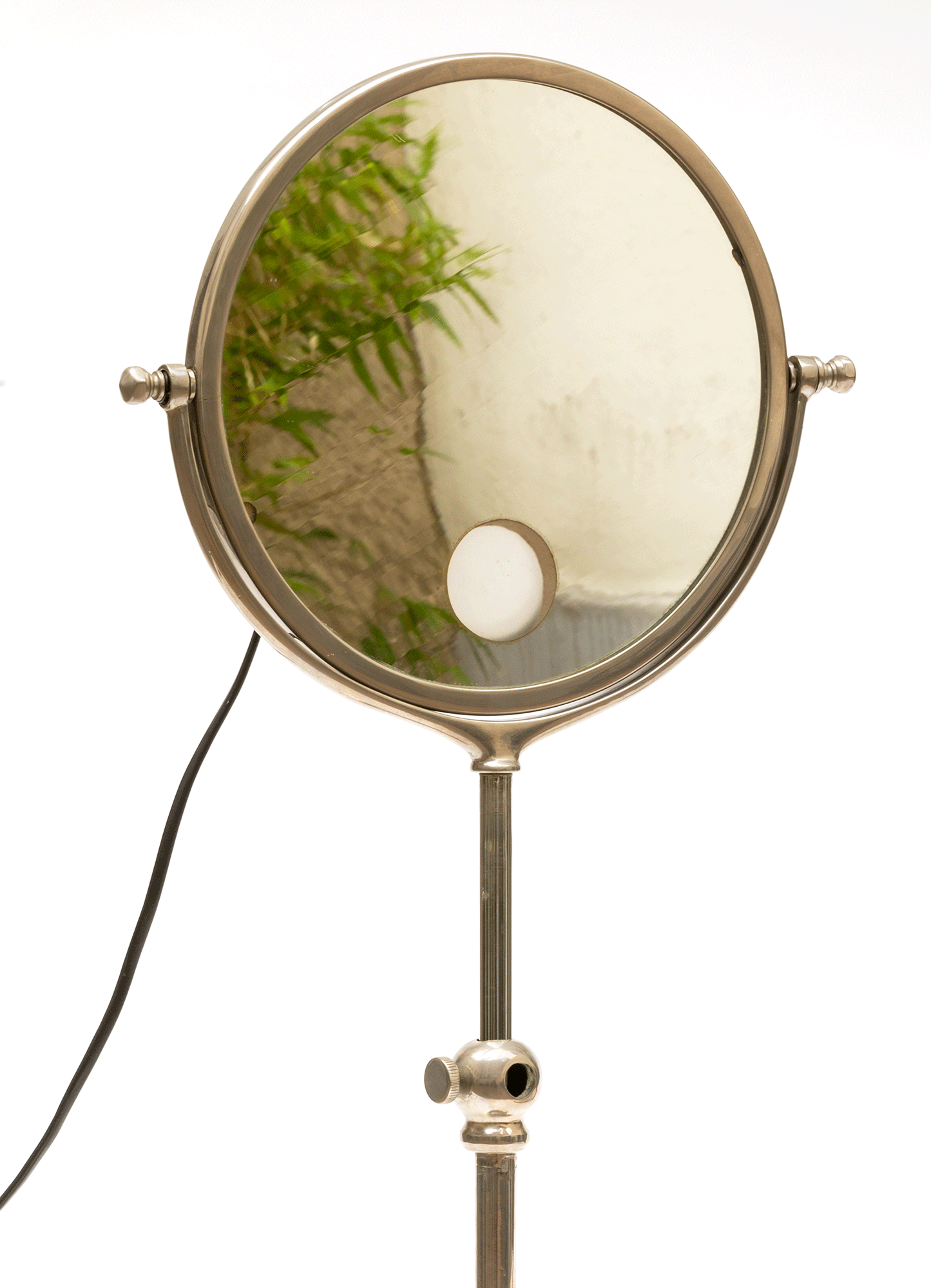 Art Deco French Nickel-Plated Illuminated Vanity Mirror by Brot, 1930s