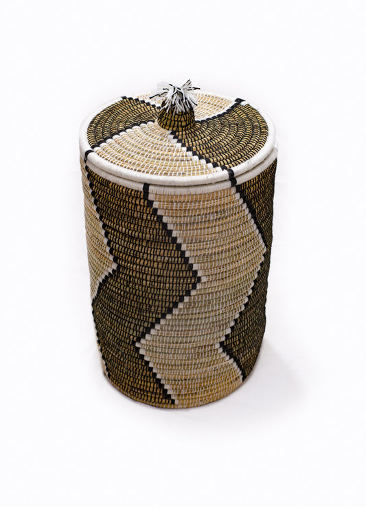 Handwoven Moroccan Lidded Laundry Basket