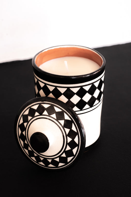 Graphic Ceramic Candle with lid