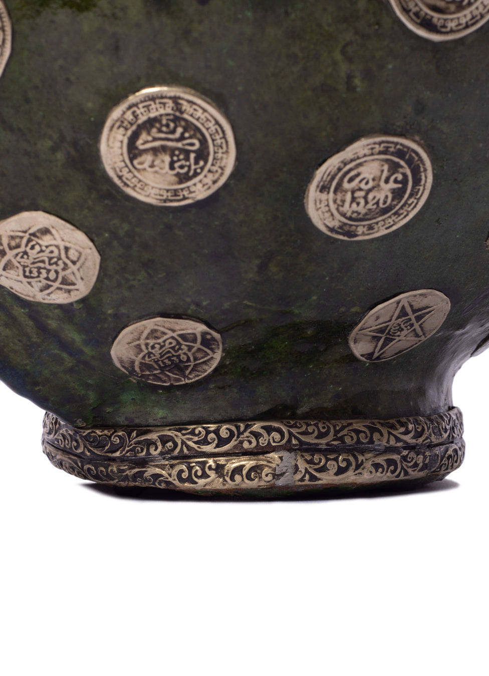 Vintage Moroccan Coin Embellished Vase