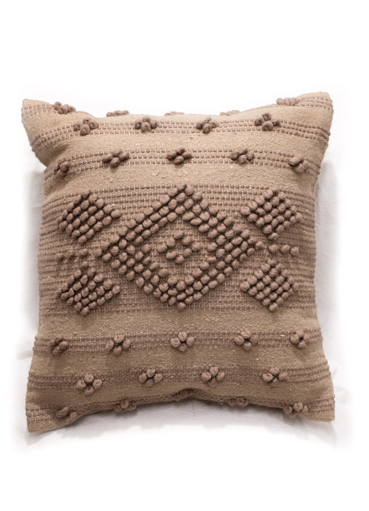 Handwoven Textured Pom Pom Cushion