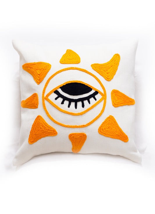 Hand Embroidered Sun Cushion