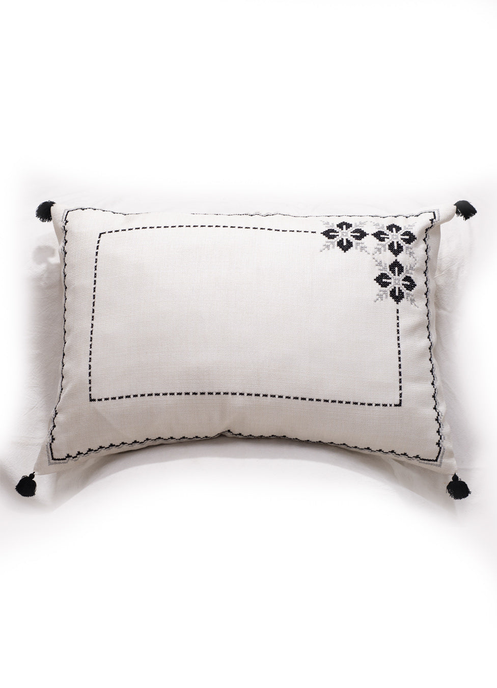 Hand Embroidered Rectangular Cotton Cushion