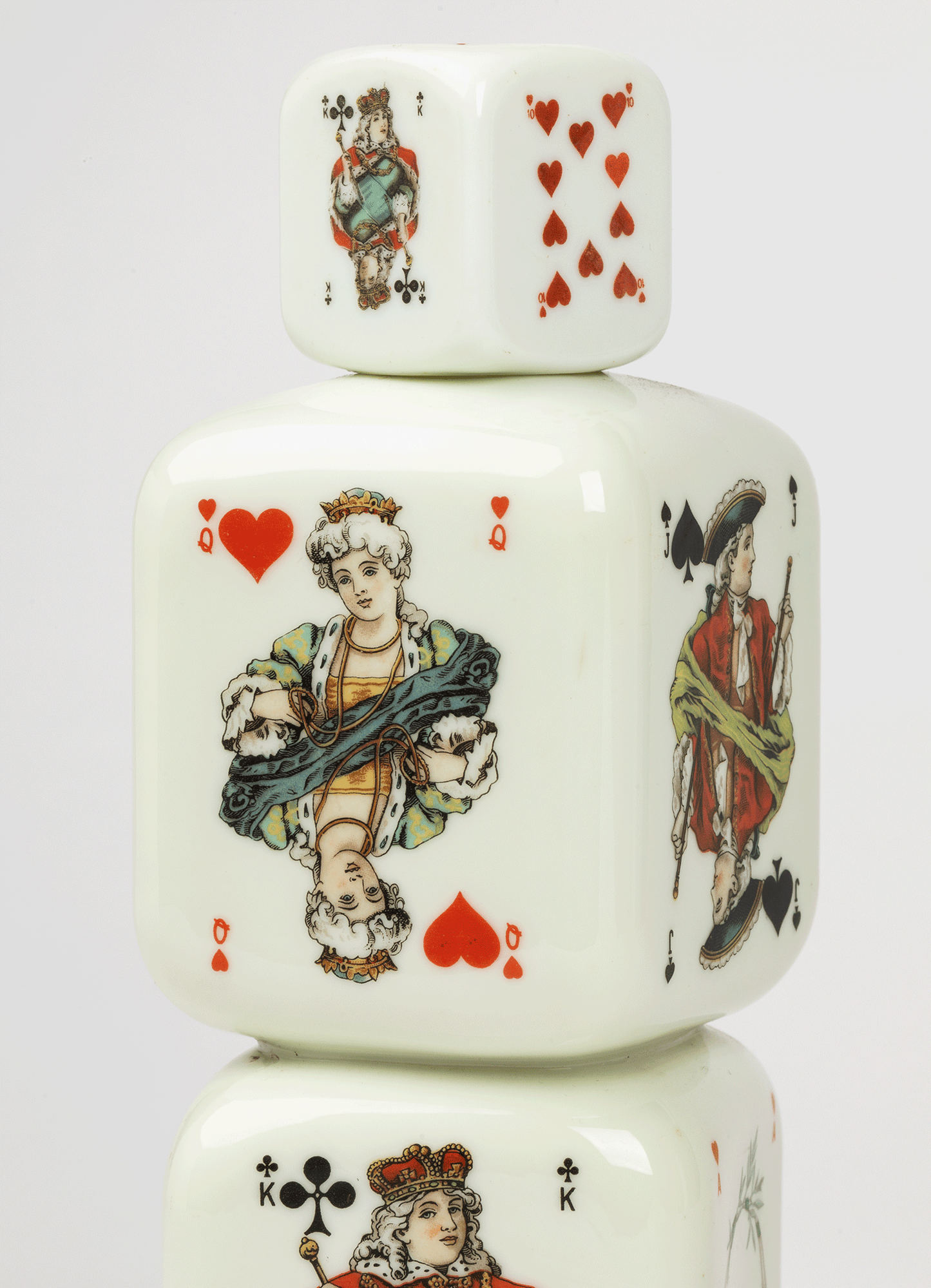 Italian 1950s Milk Glass Decanter with Playing Card Design