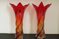 Pair of 2 Vintage 1960s Italian Handblown Murano Glass Vases