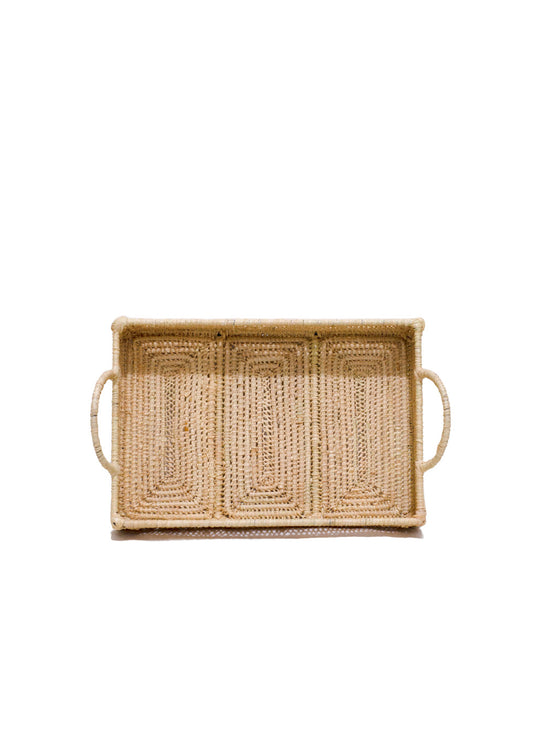 Small Handcrafted Raffia Serving Tray