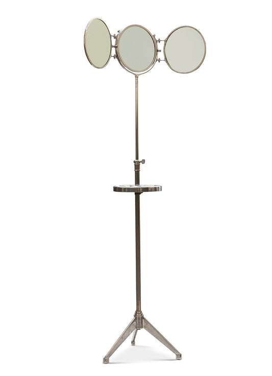 Art Deco French Nickel-Plated Illuminated Floor Mirror by Brot, 1930s