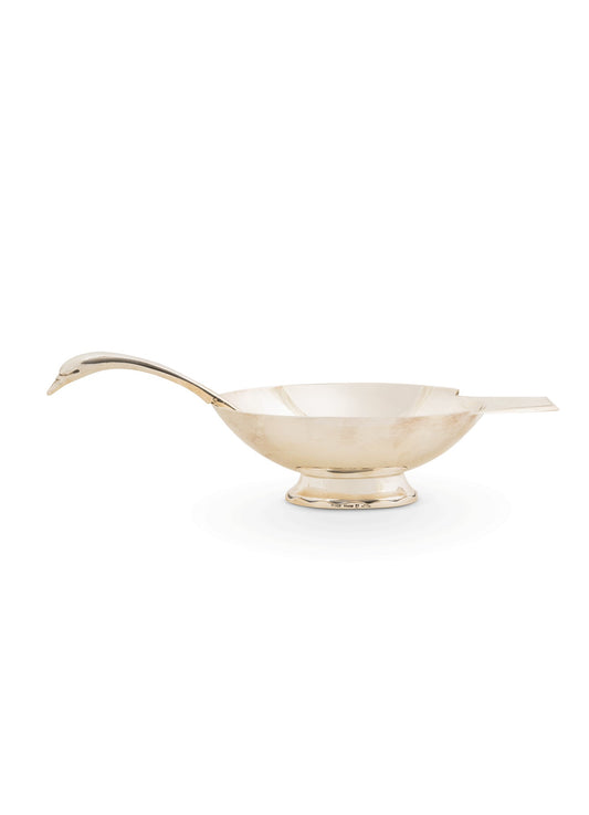 Vintage Art Deco Swan Saucière and Ladle by Christian Fjerdingstad for Christofle Gallia